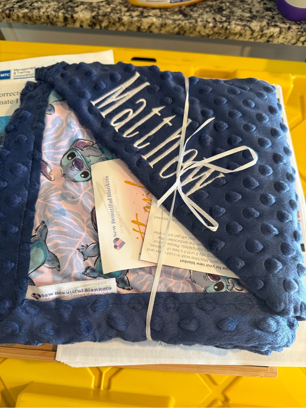 Navy Plush Minky Baby Blanket